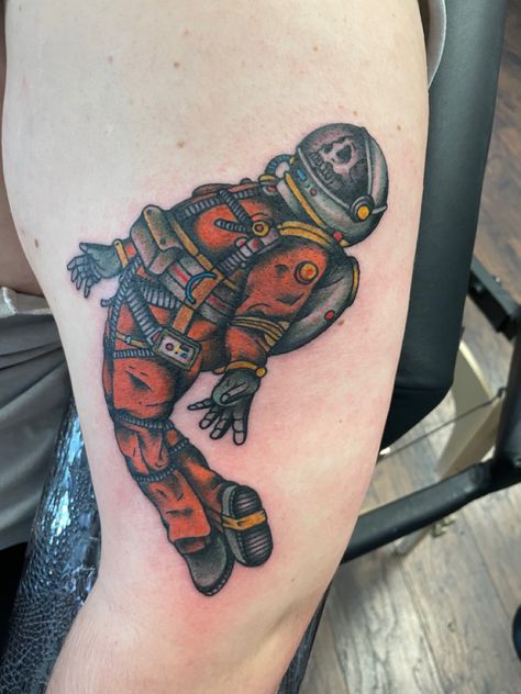 Astronaut Skeleton Tattoo, American Traditional Diver Tattoo, American Traditional Astronaut, Astronaut Traditional Tattoo, American Traditional Astronaut Tattoo, Astronaut Skull Tattoo, Traditional Astronaut Tattoo, Traditional Space Tattoo, Traditional Skeleton Tattoo