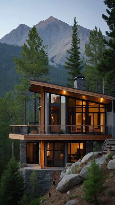 Cozy Chic: 15 Modern Mountain Home Ideas You’ll Adore - Cheerful Talks Ski Home Exterior, Contemporary Mountain Home Exterior, Mountain Home Ideas, Modern Ski Home, Cozy Mountain Home, Modern Mountain Cabin, Luxury Mediterranean Homes, Contemporary Mountain Home, Modern Mountain House