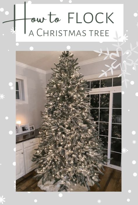 DIY Flocked Christmas Tree - Salt Sister Moms Diy Flocked Christmas Tree, Glam Christmas Tree, Alpine Tree, Flocked Christmas Tree, Flocked Trees, Fake Trees, Glam Christmas, Live Tree, Flocked Christmas Trees