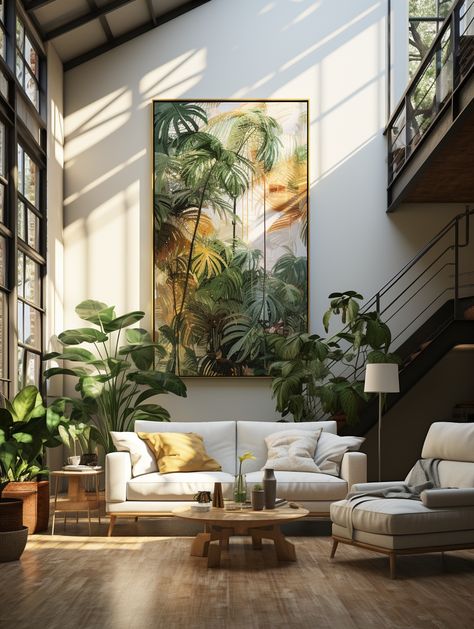 Escaping the city hustle to my private jungle loft. What do you think about the background image? 🌴🏢 
.
.
.
.
.
.
#JungleEscape #CityRetreat #UrbanGreenery #LoftLife #PlantSanctuary #PlantHaven #PlantParadise #NatureInside #UrbanJungle #LoftVibes #Plantiez Modern Jungle House Interiors, Jungle Style Interior, Tropical Interior Design Living Rooms, Jungle Living Room, Best Bathrooms, Home Interior Design Living Room, Jungle Home, Tropical Living Room, Tropical Interior Design