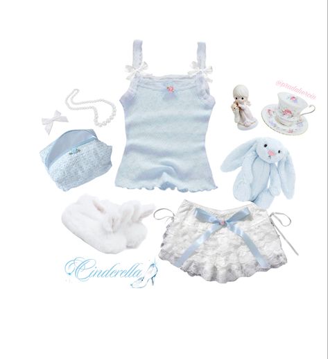 Little Outfits Space, Cloudcore Outfits, Pjs Ideas, Blue Pjs, Sanrio Outfits, Nightwear Outfits, Baby Blue Aesthetic, Outfit Plan, Kawaii Fashion Outfits