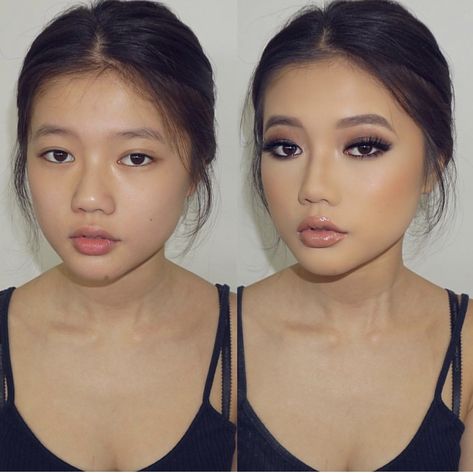 Wedding Makeup For Monolids, Asian Makeup Wedding, Asian Makeup Natural, Wedding Makeup Asian, Asian Wedding Makeup, Monolid Eye Makeup, Eyelashes Tutorial, Before And After Makeup, Monolid Makeup