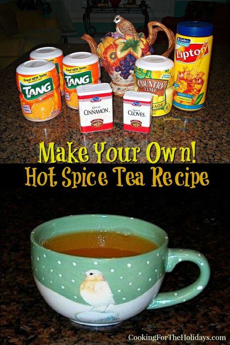 Hot Spiced Tea Recipe, Spice Tea Recipe, Friendship Tea Recipe, Spice Tea Mix, Spiced Tea Recipe, Orange Spice Tea, Hot Tea Recipes, Hot Drinks Recipes, Hot Spices