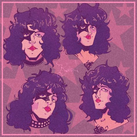 Rockstar Aesthetic Pfp, Kiss Band Drawing, Kiss Band Art, Starchild Kiss, Kiss Draw, Band Drawings, Rockstar Art, Kiss Singer, Band Fanart