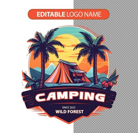 Summer Camp Illustration, Camping Logo Design, Summer Camp Logo, Logo Camping, Camping Logo, Apparel Logo, Camp Logo, Summer Logo, Retro Logo Design