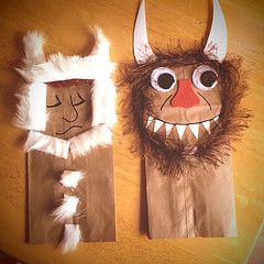 Wild Things Paper Bag Puppets. Daycare Worker, School Display, Santa Klaus, Polka Dot Birthday, Paper Bag Puppets, Folding Origami, Historical Images, Preschool Ideas, Year 2