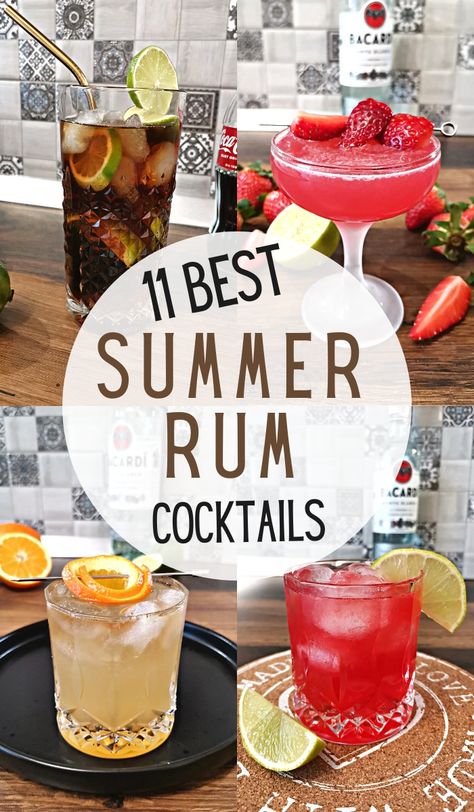 Rum And Vodka Drinks Recipes, Simple Rum Cocktail Recipes, Rum Based Drinks, Drinks To Make With Rum, Drinks With Rum Easy, Sweet Rum Cocktails, Cocktails With White Rum, White Rum Drinks Easy, Simple Rum Cocktails