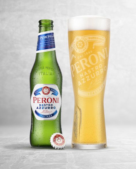 Peroni Nastro Azzurro on Packaging of the World - Creative Package Design Gallery Cool Beer Glasses, Italian Beer, Peroni Beer, Beer Branding Design, Drink Ads, Pub Shed, Drinks Photography, Beer Photography, Beer Glassware