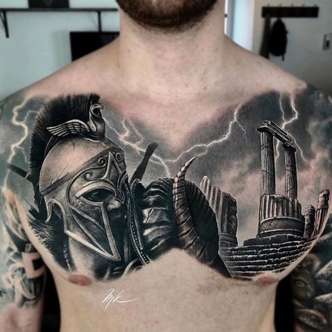 Gladiator Tattoo, Bio Organic Tattoo, Persian Tattoo, Organic Tattoo, God Tattoos, Tattoo Photography, Chest Piece Tattoos, Ring Tattoos, 3d Tattoo