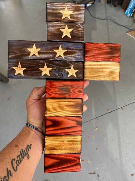 3 Torched Wood Projects, Christmas Wood Working Ideas, 4 H Project Ideas Unique, American Flag Wood Projects, Wood Crosses Ideas, Christmas Wood Crafts To Sell, Wooden Crosses Diy, Wood Crosses Diy, Painted Wooden Crosses