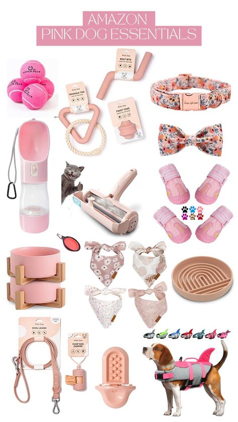 Amazon Pink Dog Essentials, Pink Dog Aesthetic Pink Dog Aesthetic, Puppy Items, Puppy Room, Cute Dog Toys, Dog Accesories, Puppy Mom, Dog Aesthetic, Dog Mommy, Pink Puppy