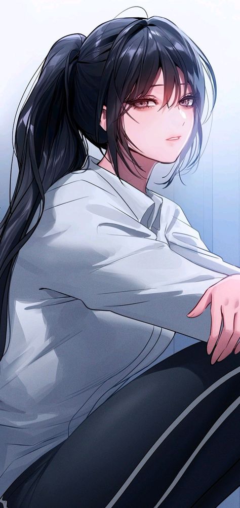 Noona Manhwa, My Landlady Noona, Landlady Noona, Oc Manga, Anime Black Hair, Girls With Black Hair, Aesthetic Japan, Digital Art Anime, Dark Anime