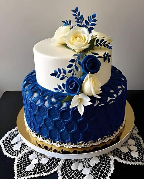 Birthday cake Navy Wedding Cakes, Royal Blue Wedding Cakes, Royal Blue Cake, Wedding Cake Navy, Royal Blue Wedding, Wedding Cakes Blue, Blue Cakes, Navy Wedding, Cakes And More