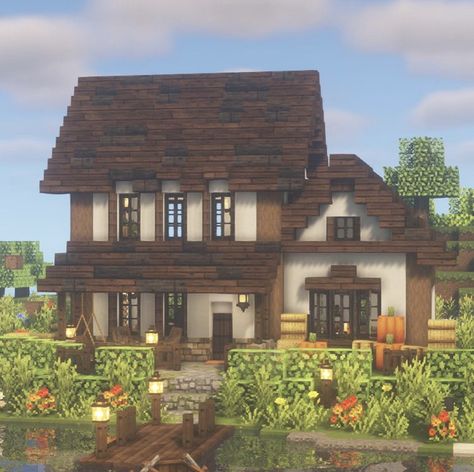 minecraft house Cute Minecraft Homes Cottage, Mizuno's 16 Craft House, Maison Minecraft Aesthetic, Minecraft Aesthetic Cottage House, Mincraft Idea Houses Cozy, Cottage Aesthetic Minecraft, Minecraft Fireplace Ideas Cottage, Cottage Houses Minecraft, Minecraft Aesthetic Builds Cottage