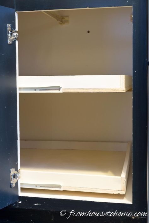 Blind Corner Cabinet Organization, Blind Corner Cabinet Solutions, Cabinet Organization Diy, Corner Cabinet Solutions, Corner Cabinet Organization, Blind Corner Cabinet, Corner Base Cabinet, Slide Out Shelves, Corner Storage Cabinet