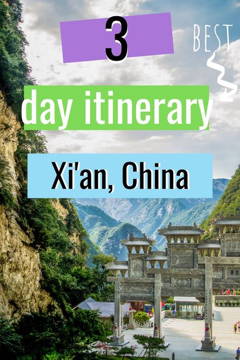 Text reads best 3 day itinerary in Xi'an China over background image of the huashan mountain range Xi An China, China Itinerary, Dynasty Show, Xian China, Mount Hua, China Travel Guide, Explore China, Terracotta Warriors, Eco Travel