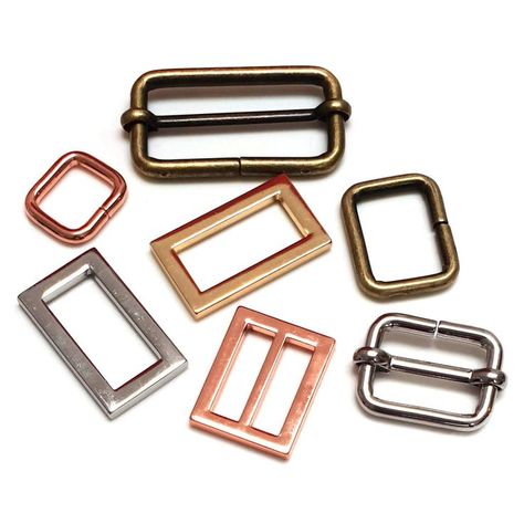 Square Rings and Sliders.   Handbag Hardware   Metalwork and handles for bagmaking  Fabulous quality hardware in the UK from Spencer Ogg Sewing Patterns Rings Rectangle, Ring Holder Diy, Rectangle Rings, Purse Making, Handbag Hardware, Bag Hardware, Bag Sewing, D Rings, Square Rings