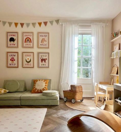 Kids Playroom Inspiration, Eclectic Toddler Room, Colourful Toddler Room, Children’s Playroom, Playroom Snug, Playroom In Living Room, Playroom Tv Room Combo, Big Kids Playroom Ideas, Country Playroom