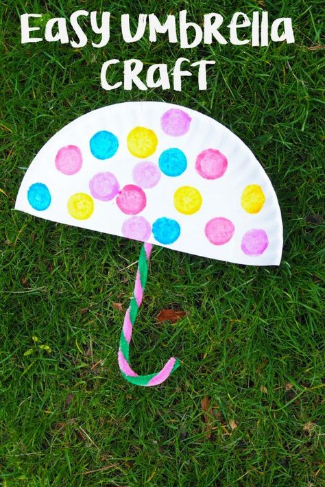 Rainy Day Paper Plate Umbrella Craft - click here for an easy craft for preschoolers, paint dot craft, toddler activities Paper Plate Umbrella, Spring Toddler Crafts, Spring Crafts Preschool, Umbrella Craft, Weather Crafts, Spring Toddler, April Crafts, Paper Umbrella, Toddler Art Projects