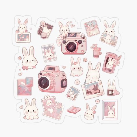 Anime Pink Stickers, Bunny Stickers Printable, Rabbit Sticker, Cute Printable Stickers Bunny, Cute Bunny Stickers Printable, Maid Sama Manga, Stickers Kawaii, Old Cartoon Characters, Skateboard Stickers