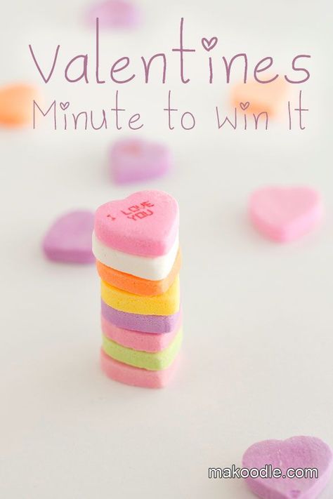 Valentines Minute to Win It Games for Valentines PartyValentines Minute to Win It Games for School Valentine's Day Party... Candy heart relay, candy heart stacking, candy corn stick up, and marshmallow toss. Some cute and easy ideas! Valentines Class Party, Valentine Party Game, Valentines Baby, Valentines Games, Minute To Win, Minute To Win It Games, Happy Hearts Day, Valentine's Day Games, Kids Valentines