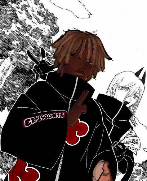 Dark Skin Anime Men, Black Akatsuki, Black Anime Dreads Pfp, Black Anime Guy Pfp Dreads, Akatsuki Members Drawing, Black Anime Guy, Black Characters, Black Anime Characters, Cartoon Profile Pics