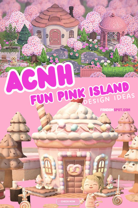 Acnh Pink Island Dream Code, Acnh Fairycore Builds, Acnh Mod, Animal Crossing Park Ideas, Modded Acnh, Build Ideas Acnh, Animal Crossing Pink Island, Cute Acnh Island Ideas, Cute Animal Crossing Island Ideas