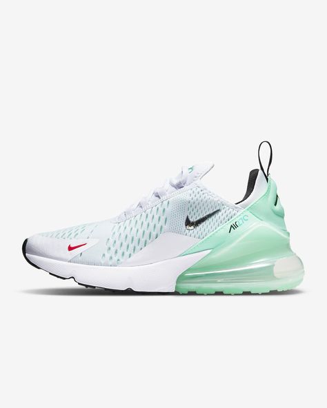 Nike Air Max 270 Women, Comfy Footwear, Nike Air Max 270 White, Bling Nike Shoes, Teal Sneakers, Fun Shoes, Nike Shoes Girls, Dr Shoes, Preppy Shoes