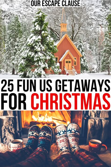 New England Christmas Towns, Destination Christmas Ideas, Christmas Vacations In The Us, Family Christmas Trip Ideas, Christmas Vacation Ideas In The Us, Cute Christmas Towns, Best Winter Getaways In Us, Best Christmas Towns To Visit, Christmas Travel Destinations Usa