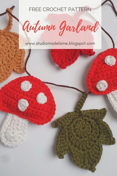 Mushroom Garland Pattern, Autumn Crochet Bunting, Crochet Toadstool Applique, Crochet Mushroom Bunting, Mushroom Crochet Garland, Crochet Mushroom Garland Free Pattern, Crochet Mushroom Garland Pattern, Mushroom Crochet Applique, Crochet Mushroom Applique Pattern Free