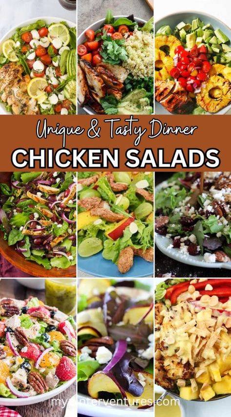 Unique and Tasty Chicken Dinner Salads Recipe Roundup - Pina Colada chicken salad, Strawberry Salad, Honey Chipotle Salad, Sriracha Lime Salad, and more! #salad #chickensalad Restaurant Chicken Salad Recipe, Chipotle Salad, Salad Strawberry, Dinners Chicken, Lime Salad, Best Chicken Salad Recipe, Awesome Chicken, Chicken Salads, Chicken Salad Recipe Easy