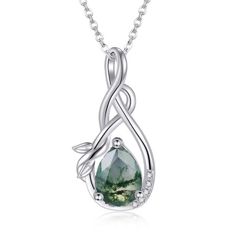 PRICES MAY VARY. 💖DESIGN CONCEPT: The moss agate necklace features a pendant made of moss agate, a type of agate that has a unique pattern of green inclusions. Moss agate is said to encourage tranquility and emotional balance. combine with the infinity symbol moss agate necklace means love is eternal exist, will not fade away. 💖Size: moss agate necklace:1.02*0.55 inch.Packaging: 1x moss agate jewelry; 1 x polishing cloth and 1 x exquisite white gift box. 💖MATERIAL:This moss agate necklaces fo Agate Necklaces, Moss Agate Necklace, Love Is Eternal, Moss Agate Jewelry, Necklace Infinity, Opal Moonstone, Infinity Jewelry, Necklace Green, Green Gems