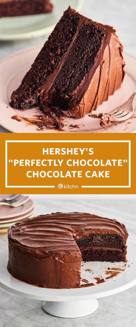 Cocoa Chocolate Cake, 1950 Recipes, Hershey Cake, Hersheys Chocolate Cake Recipe, Classic Chocolate Cake Recipe, Hershey Chocolate Cakes, Hershey Recipes, Chocolate Chip Cake Recipe, Chocolate Cake With Coffee