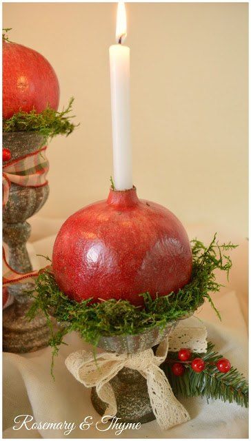 Shab Yalda Decoration, Candleholder Diy, Pomegranate Christmas, Pomegranate Decor, Thanksgiving Home Decor, Yalda Night, Rosemary And Thyme, Sukkot, Holiday Table Decorations