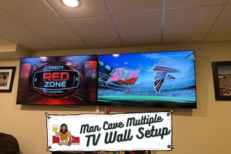 What is better than a big flat screen in your man cave? Two, that's what. Check out this guide for mutliple TV set ups and check out the rest of their site while you are there. Man Cave Multiple Tvs, Two Tvs In One Room Ideas Tv Walls, 3 Tv Setup Man Cave, Man Cave Tv Wall Ideas, Multiple Tv Wall Ideas Man Cave, Multiple Tv Wall, Multiple Tvs On Wall, Two Tvs In One Room Ideas, Multiple Tv Wall Ideas