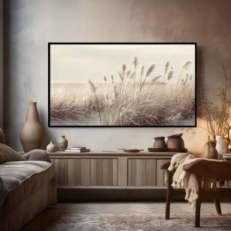 Organic Modern Tv Wall, Frame Tv Wall Ideas, Tv Samsung Frame, Frame Tv Ideas, Samsung The Frame Tv Living Room, The Frame Samsung Ideas, Samsung Frame Tv Gallery Wall, The Frame Tv Samsung, Frame Tv Gallery Wall