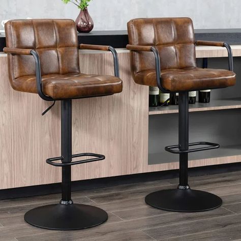 Penacook Swivel Adjustable Height Stool Modern Kitchen Stools, Leather Swivel Bar Stools, Counter Stools With Backs, Leather Kitchen, Kitchen Stool, Bar Stools With Backs, Swivel Counter Stools, Counter Bar, Stools With Backs