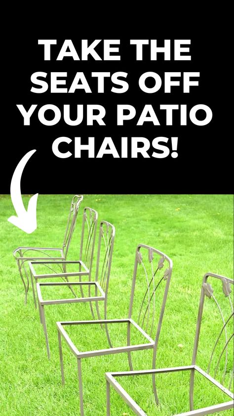 Say goodbye to old, worn-out patio chairs and hello to a fresh, stylish look! 💫 Check out our step-by-step guide to transforming your patio chairs into eye-catching, conversation-starting outdoor decor! Refurbished Patio Chairs, Sunflower Backyard, Backyard Secret Garden, Outdoor Ideas Garden, Garden Design Front Yard, Modern Kitchen Backsplash Ideas, Patio Chairs Makeover, Metal Lawn Chairs, Metal Patio Chairs