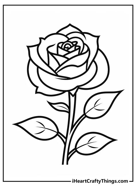 Original Rose Coloring Pages Simple Rose Drawing Outline, Coloring Pages Cartoon, Rose Flower Colors, Rose Coloring, Cartoon Rose, Rose Outline, Rose Coloring Pages, Detailed Coloring Pages, Adult Colouring Pages