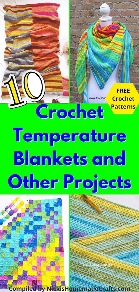 Crochet Temperature Project Ideas, Year Long Projects, Temperature Knitting Projects, Year Crochet Project, Year Long Craft Projects, Crochet Year Projects, Unique Temperature Blanket, Crochet Temperature Scarf, Temperature Project Ideas