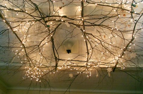 Drop Ceiling Panels, Decorative Ceiling Panels, Christmas Ceiling Decorations, Twig Lights, Tree Branch Decor, Lighted Branches, Ceiling Art, Soundproof Room, Backyard Lighting