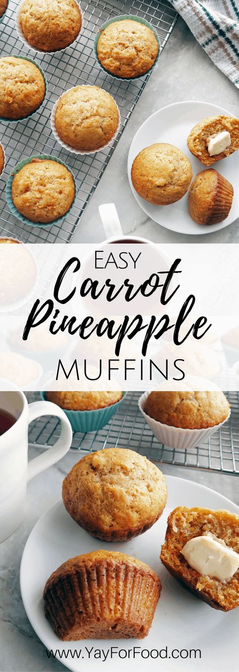 Muffins Carrot, Carrot Muffins Easy, Carrot Pineapple Muffins, Vegetarian Muffins, Pineapple Muffins, Delicious Muffins, Carrot Muffins, Healthy Muffins, Breakfast Muffins