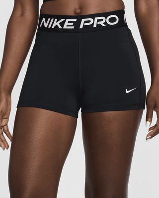 Nike Pro Leak Protection: Period Women's Mid-Rise 3" Biker Shorts Nike Pros Black, Black Spandex Shorts, Volleyball Stuff, Black Nike Pros, 2024 Wardrobe, Reaching Your Goals, Nike Pro Spandex, Volleyball Shorts, Wardrobe Goals