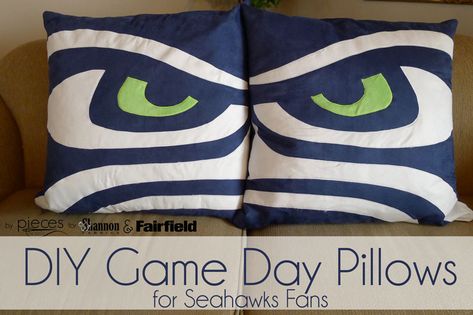 Diy Doll Tent, Seahawks Crafts, Football Pillows, Pillows Diy, Seahawks Football, Charm Quilt, Feather Pillows, Pillow Quotes, Diy Games