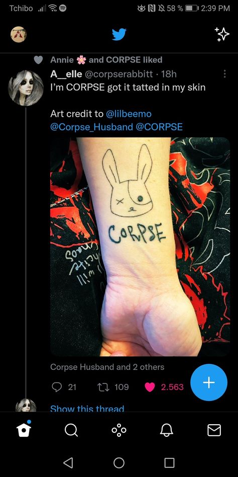 Corpse Tattoo Ideas, Corpse Husband Tattoo Ideas, Corpse Husband Tattoo, Corpse Tattoo, Husband Tattoo, Bunny Tattoo, Corpse Husband, Bunny Tattoos, Temp Tattoo