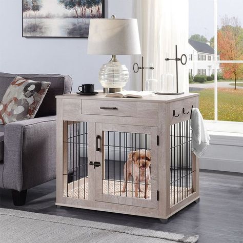 Buy Unipaws Wooden Wire Double Door Furniture End Table Dog Crate, Weathered Grey, Medium at Chewy.com. FREE shipping and the BEST customer service!