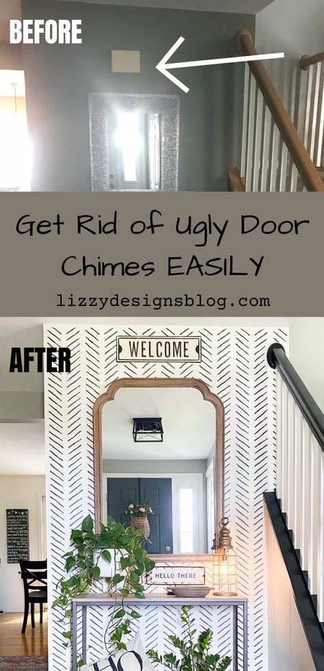 Find out how to get rid of an ugly door chime easily Hide Door Bell Chime, Door Bell Covers Indoor, Hide A Doorbell Chime, Doorbell Cover Diy, Door Chimes Ideas, Doorbell Cover Indoor, Doorbell Box Cover, How To Hide Doorbell Chime, Diy Doorbell Cover