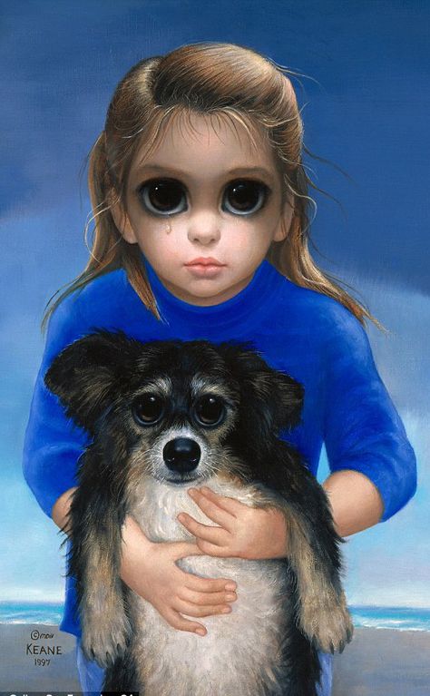 Big Eyes Girl with Dog by Margaret Keane Margret Keane, Keane Artist, Big Eyes Margaret Keane, Keane Big Eyes, Big Eyes Paintings, Margaret Keane, Big Eyes Artist, Eyes Artwork, Big Eyes Art