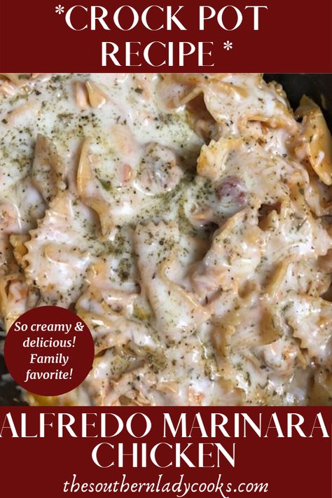 Crockpot Entrees, Chicken Marinara Pasta, Marinara Chicken, Rice Ideas, Crockpot Chicken Alfredo, Chicken Marinara, Crockpot Pasta, Chicken Casseroles, Pork Salad