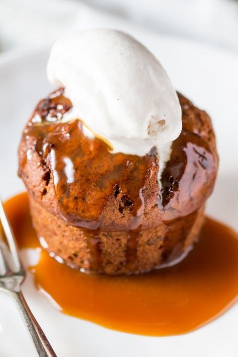 Vegan sticky toffee pudding - Lazy Cat Kitchen Toffee Muffins, Sticky Pudding, Lazy Cat Kitchen, Cat Kitchen, British Desserts, Toffee Sauce, Toffee Pudding, Sticky Toffee Pudding, Sticky Toffee